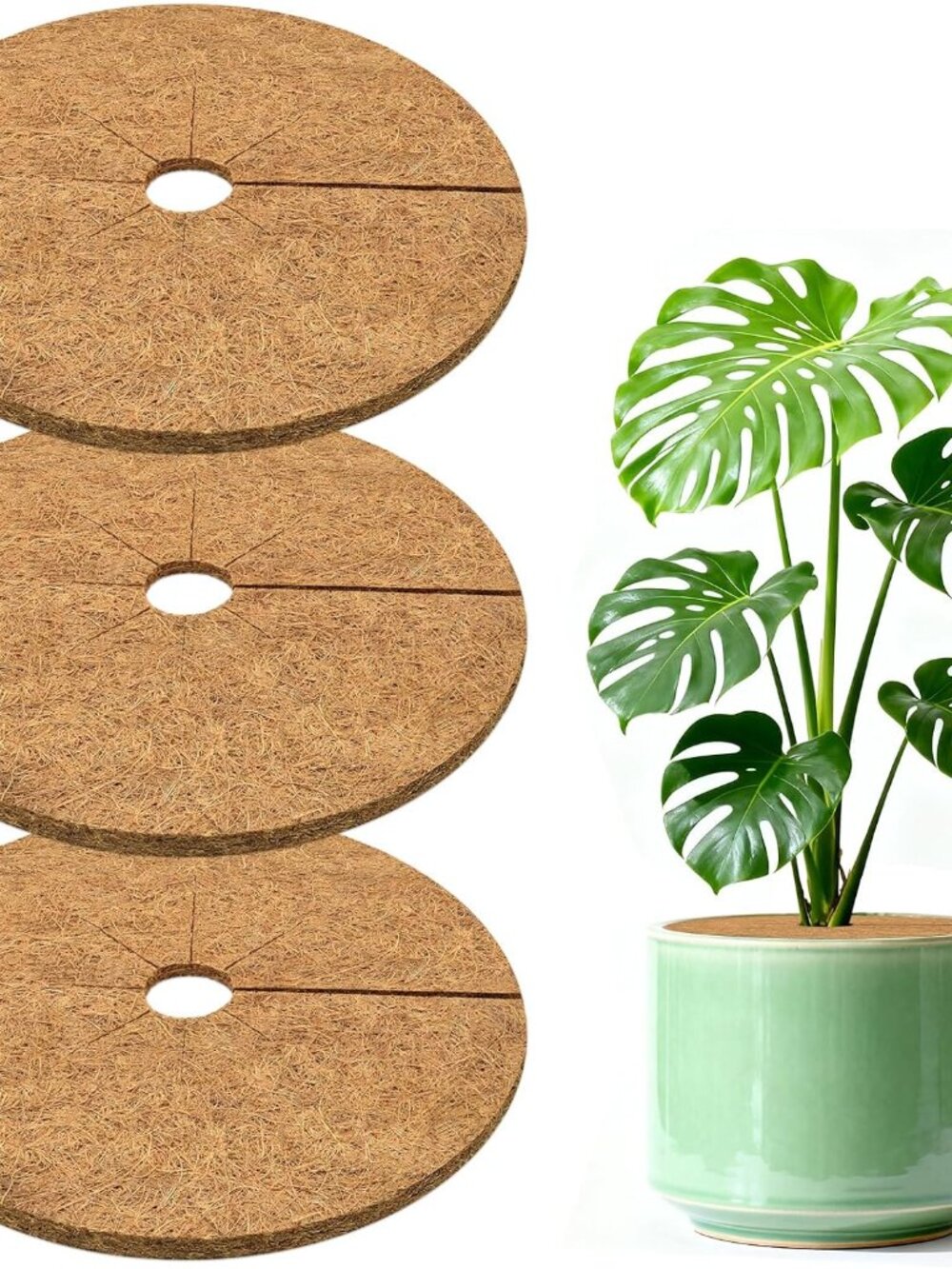 14 Inch Coconut Fiber Tree Ring Mulch Mat, 3 Pack Tree Mulch Ring